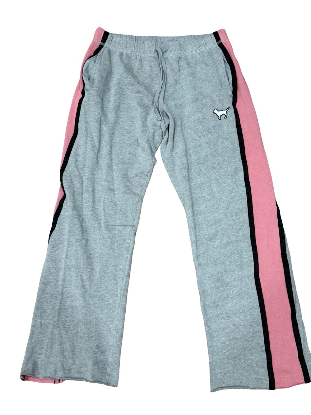 Victoria's Secret PINK Boyfriend Sweatpants Gray Heather Side Stripe Size Small - Picture 2 of 11